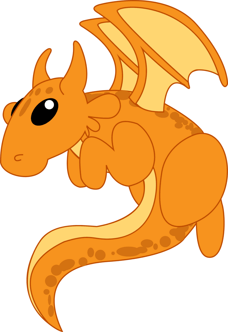 Playful Animated Dragon with Orange Body on Transparent Background