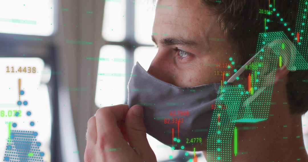Business Analyst Adjusting Mask While Analyzing Digital Data