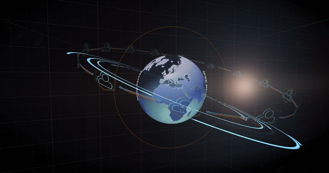 Digital Globe with QR Code and Geometric Pathways