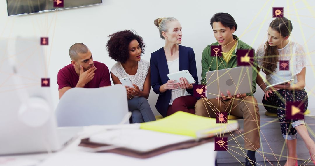 Diverse Team Engaging in Technology-Driven Collaboration