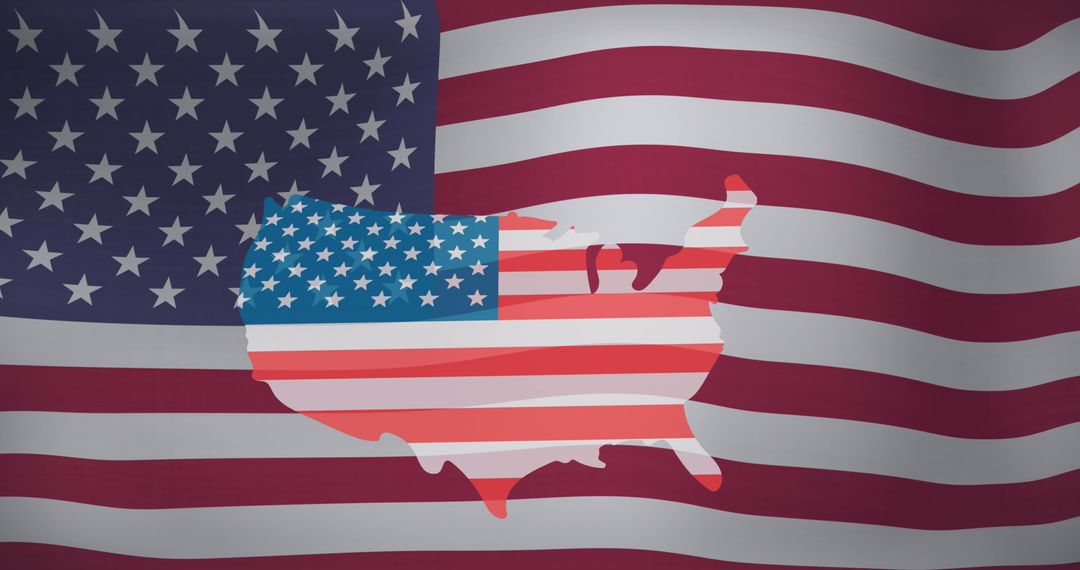 USA Map with American Flag on Patriotic Background