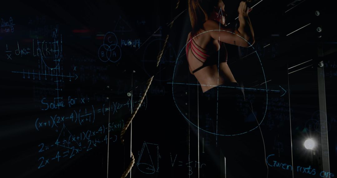 Athlete Climbing with Mathematics Background Visualizing Focus