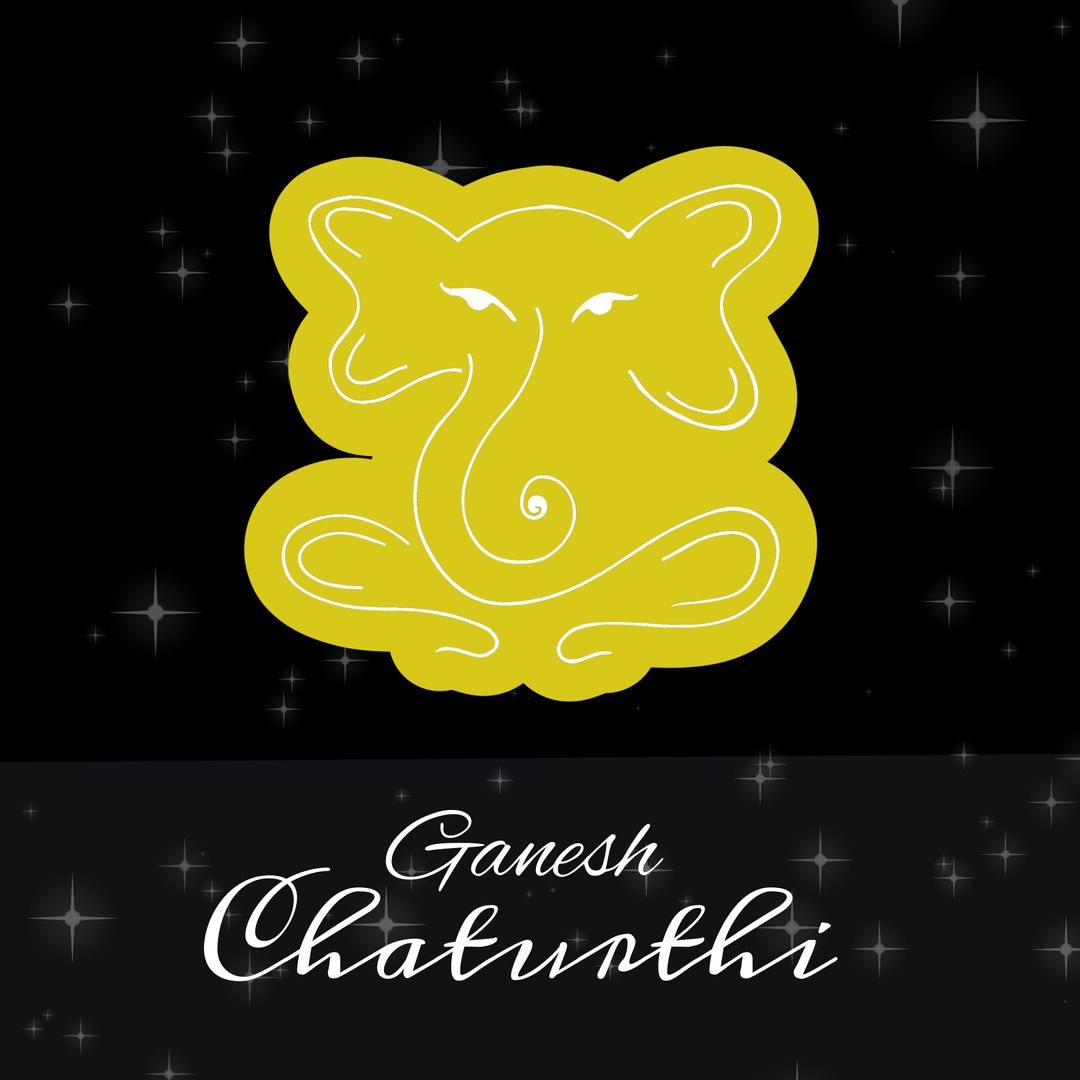 Ganesh Chaturthi Celebration Illustration with Stylized Yellow Ganesha