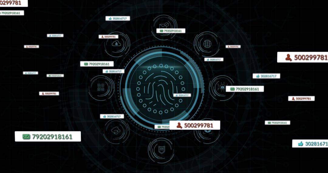 Cybersecurity Interface with Digital Fingerprint and Data Notifications