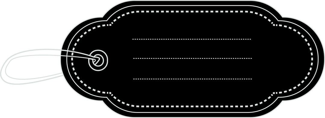 Black Tag with Copy Space on Transparent Background