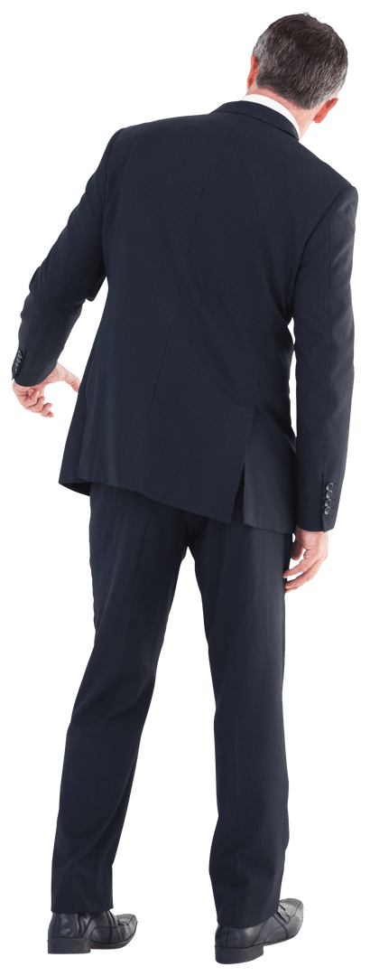 Rear View of Businessman in Suit Isolated On Transparent Background