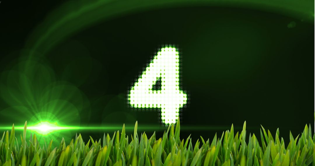 Green Numeric Countdown with Digital Effects and Grass - Free Images, Stock Photos and Pictures on Pikwizard.com