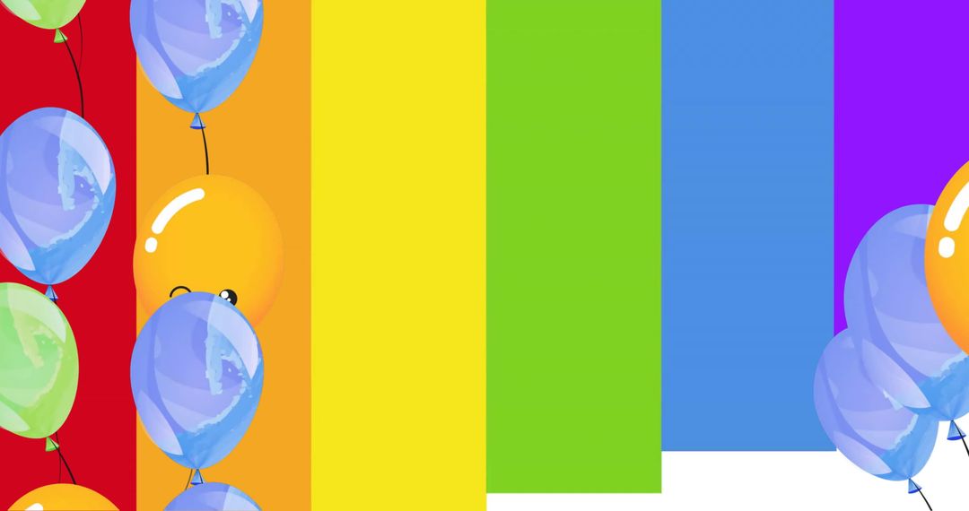 Floating Colorful Balloons on Vibrant Multicolored Background