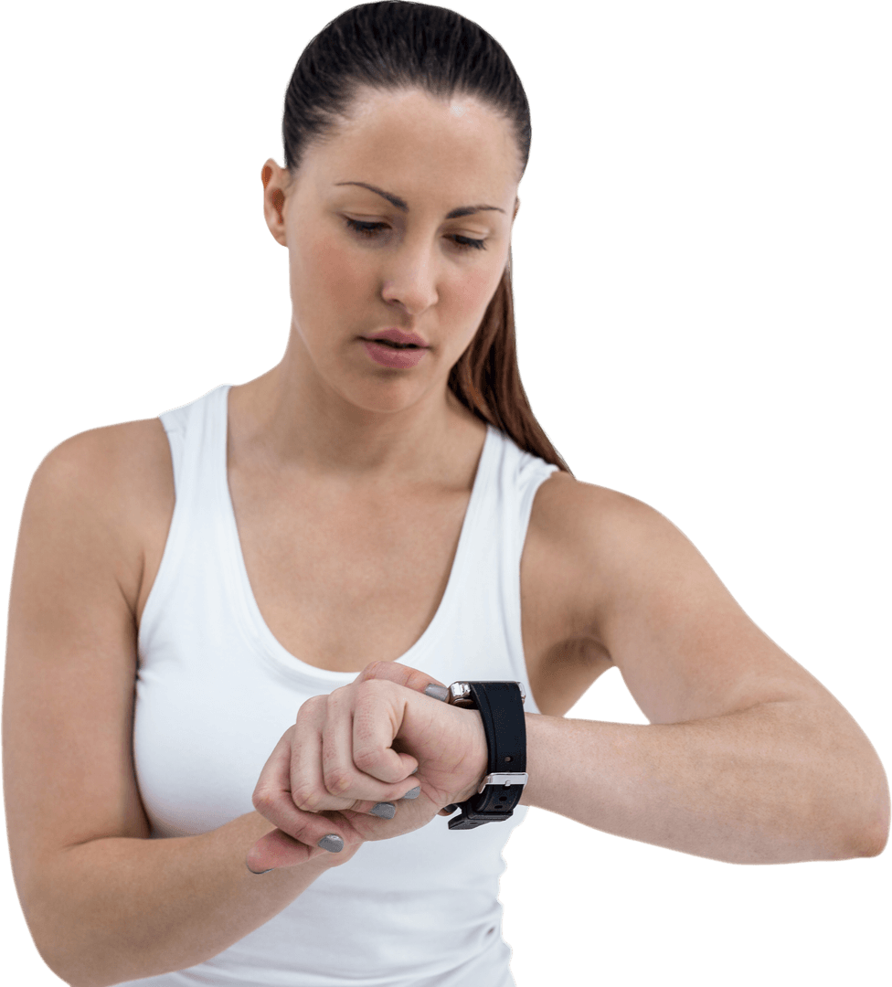 Transparent Female Athlete Checking Fitness Watch