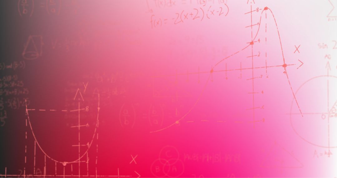 Abstract Math Formulas and Graphs Pink Background Piece