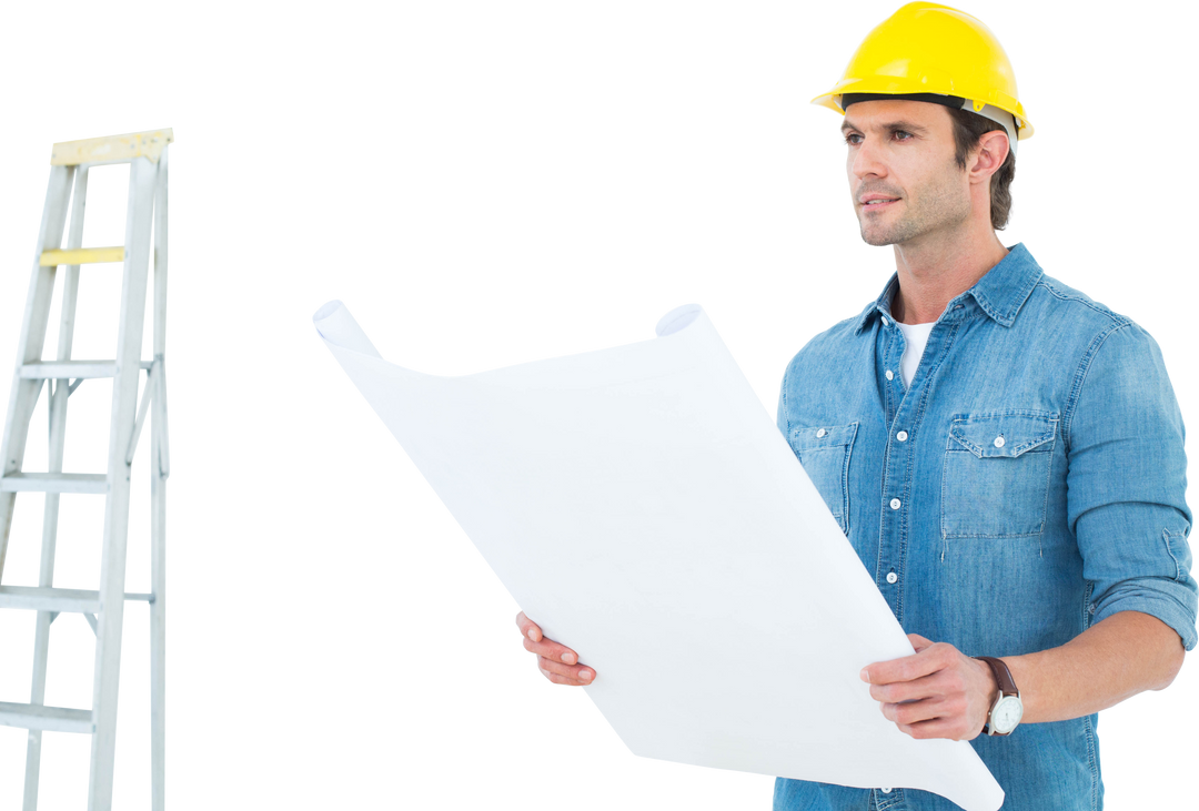 Handsome Male Architect Holding Blueprint against Transparent Background - Download Free Stock Images Pikwizard.com