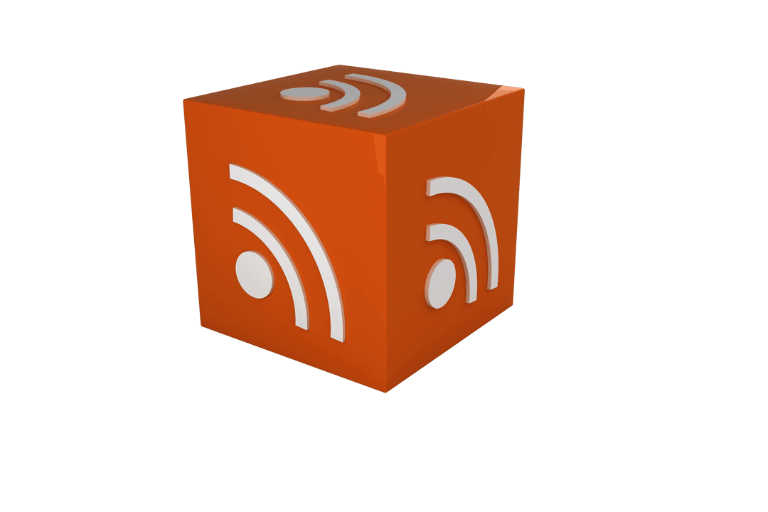 Red Cube with WiFi Symbols on Transparent Background