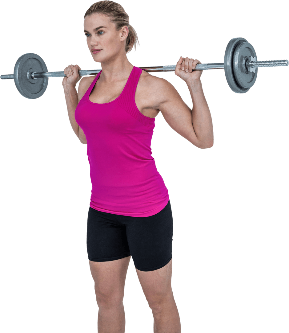 Active Woman Lifting Barbell with Perfect Technique
