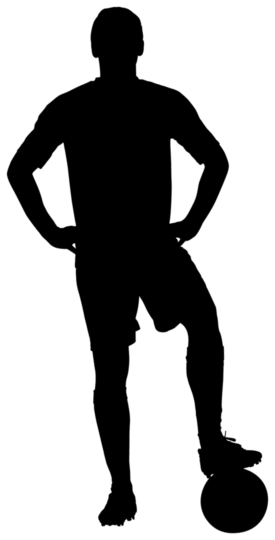Transparent Silhouette of Football Player on Field Kick Effect