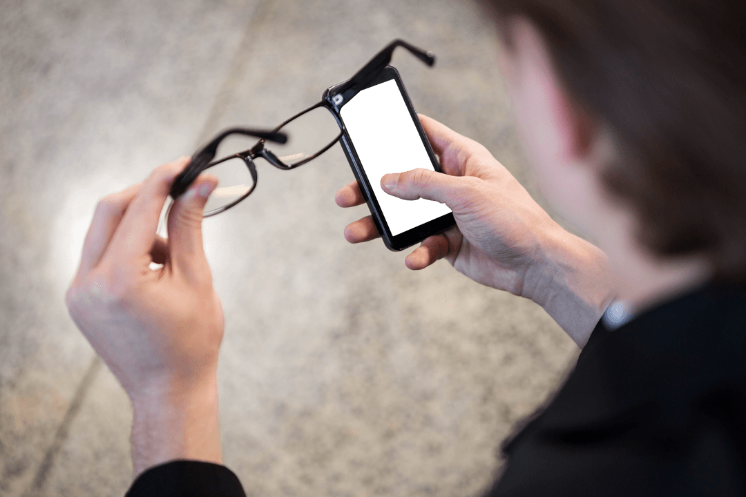 Transparent Background Smartphone and Eyeglasses Interaction