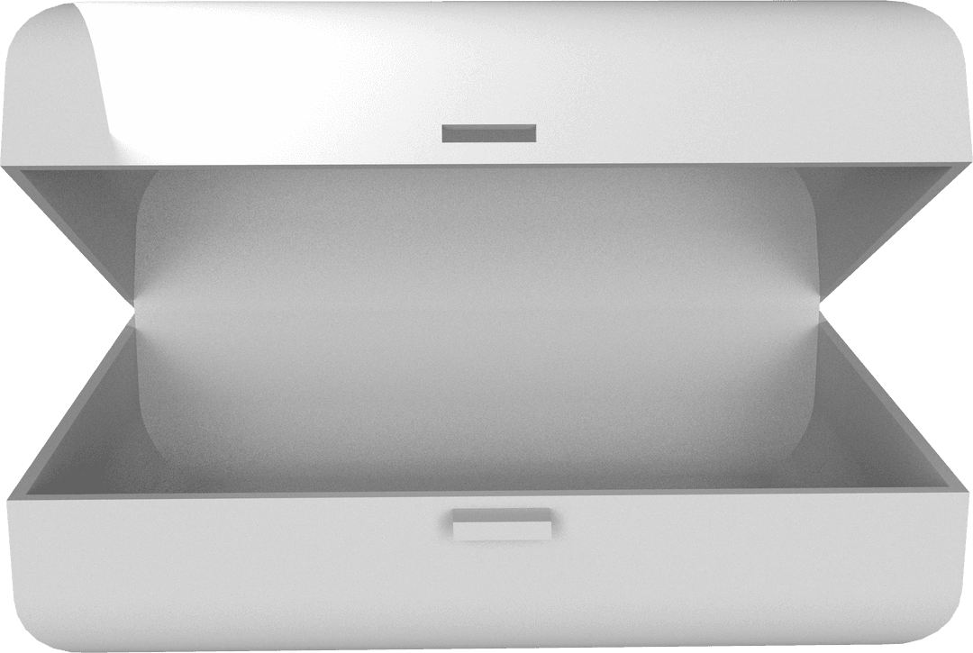 Transparent Open Gray Briefcase Reflecting Light