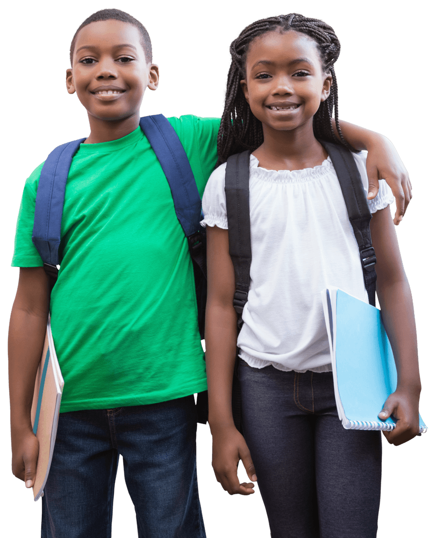 Happy Kids Embracing on Transparent Background for School Themes