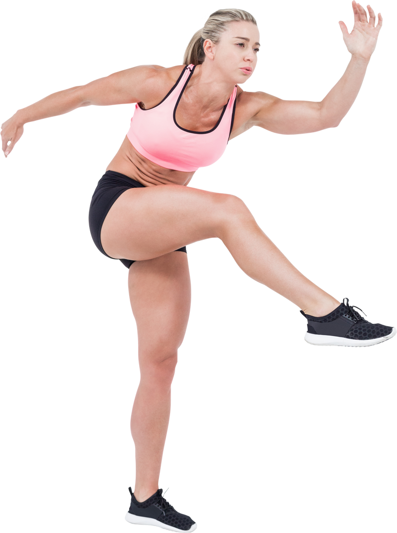 Female Athlete Jumping High on Transparent Background - Download Free Stock Images Pikwizard.com