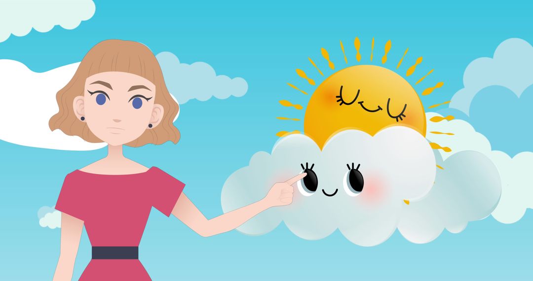 Playful Concept of Mentoring with Cartoon Sun and Clouds