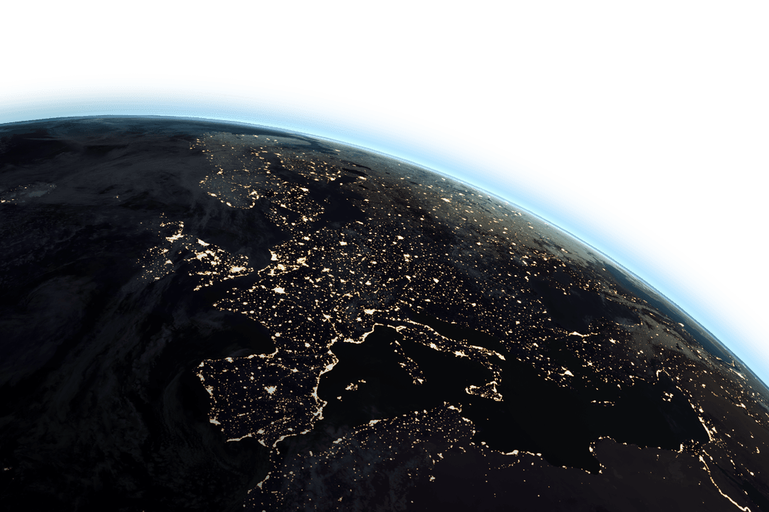 Glowing Earth at Night Scene on Transparent Background