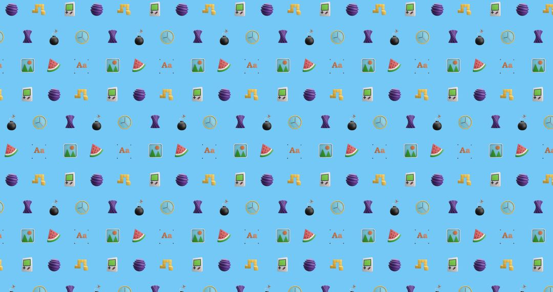 Colorful Geometric Repeating Pattern on Blue Background