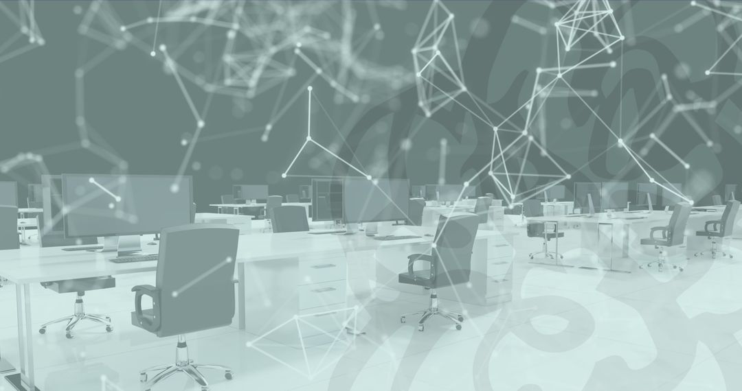 Futuristic Office Network Concept with Digital Connections Overlay