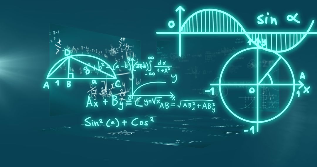 Mathematical Expressions on Digital Board Background
