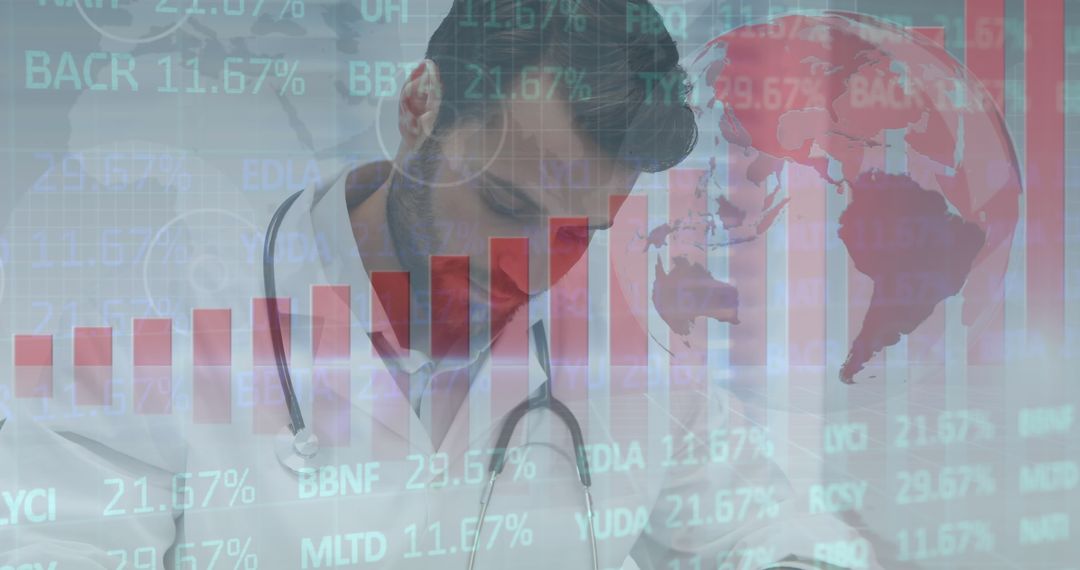 Digital Health Data Concept with Doctor and Global Statistics