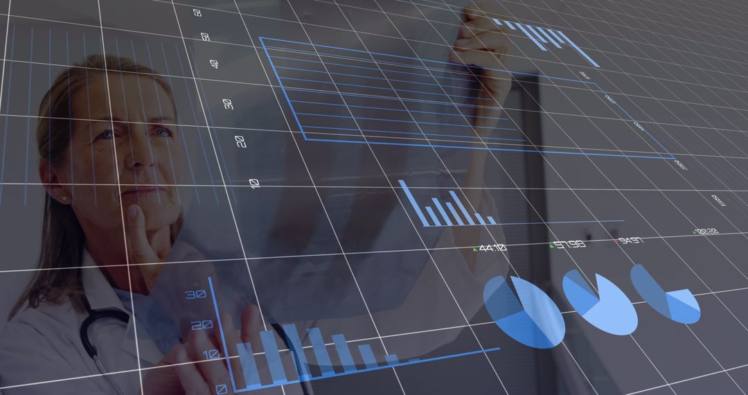 Female Doctor Analyzing Data on Advanced Digital Interface