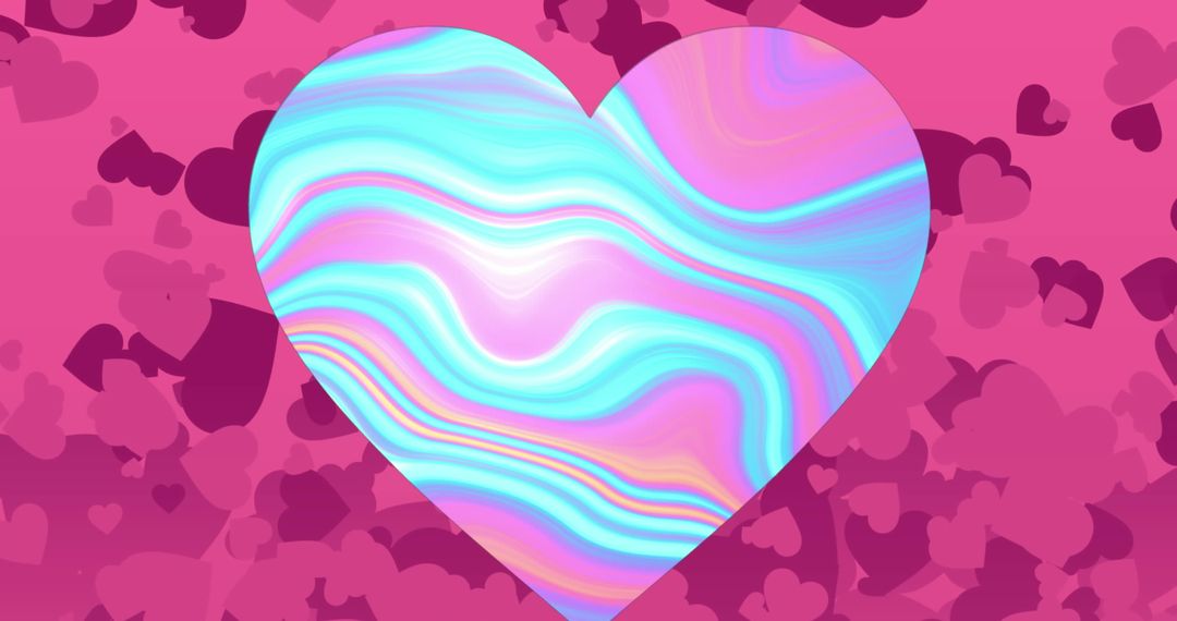 Vibrant Abstract Heart with Swirling Pastel Design