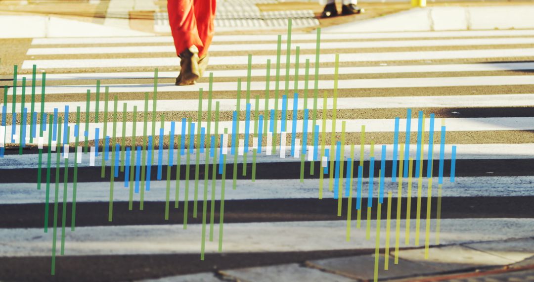 Financial Data Visualization Over Urban Crosswalk