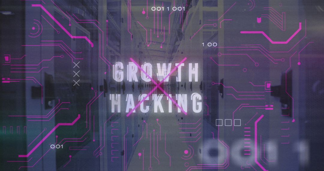 Digital Growth Hacking Concept with Circuit Board Overlay