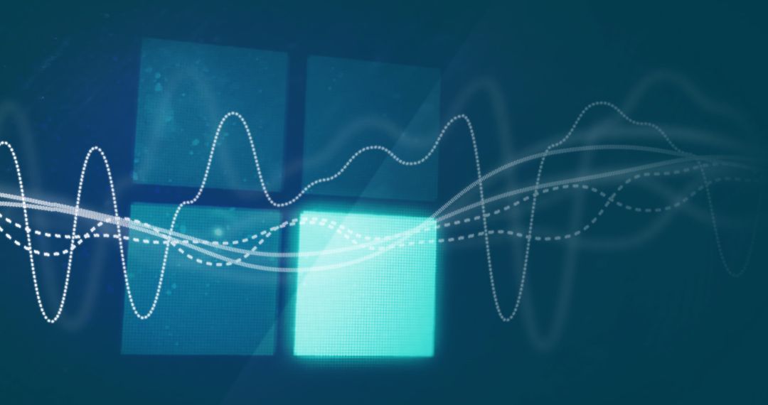 Abstract Digital Waves on Blue Background with Grid