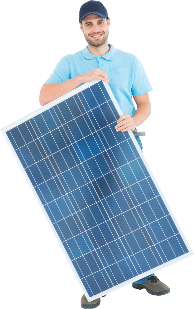 Construction Worker Holding Transparent Solar Panel - Download Free Stock Images Pikwizard.com