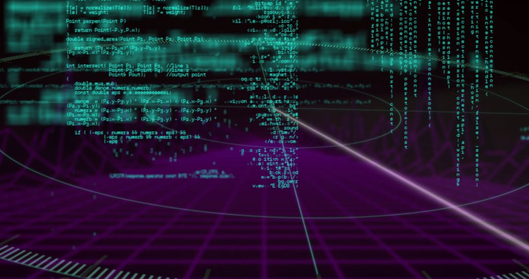 Futuristic Digital Code on Virtual Reality Grid