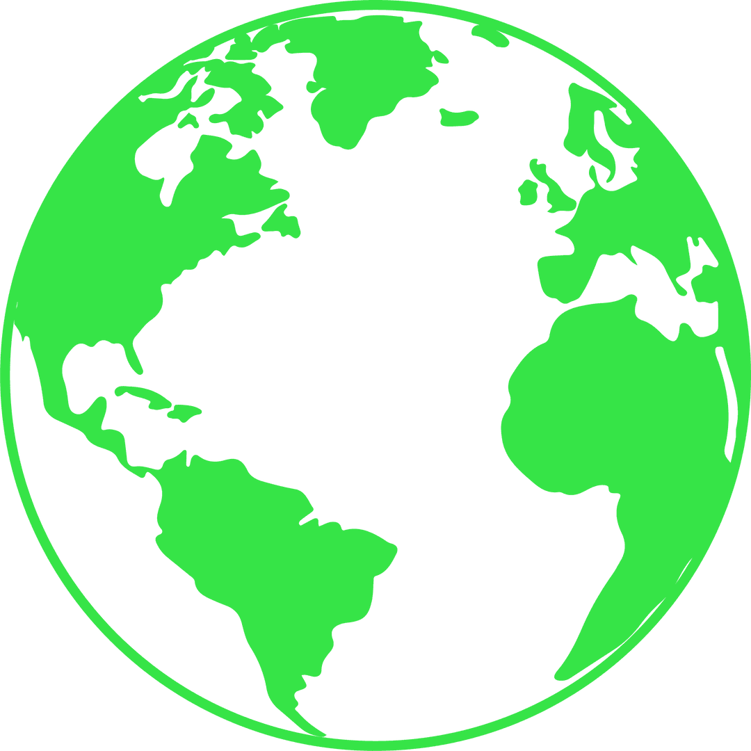 Flat Design Transparent Earth Icon Green Continents