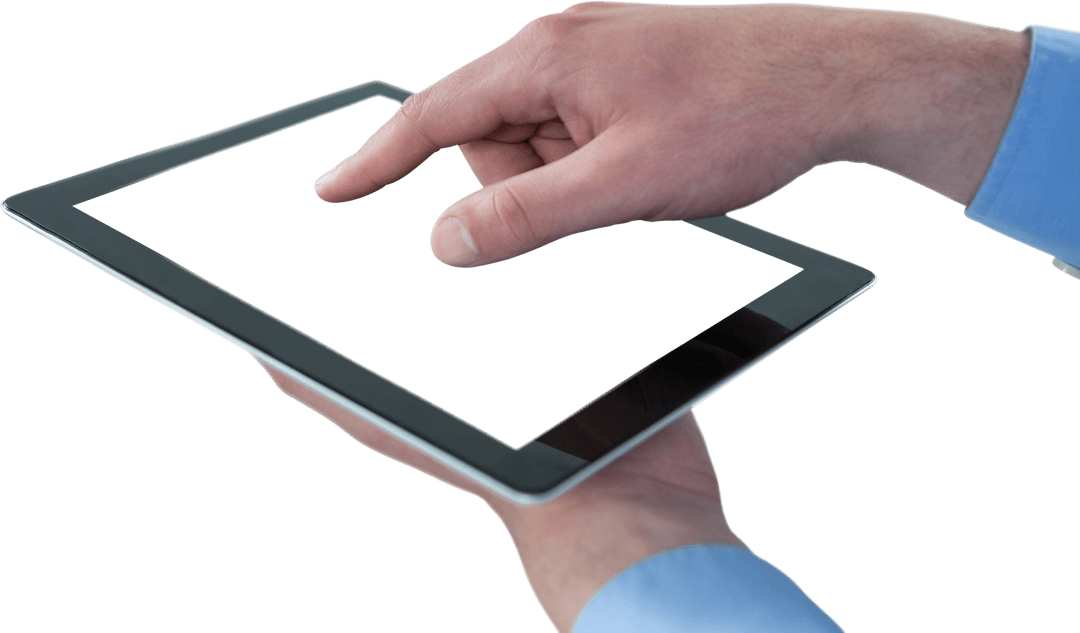 Transparent Digital Tablet Interaction by Businessman Hands