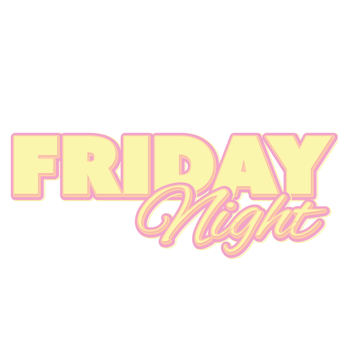 Friday Night Text in Gradient on Transparent Background
