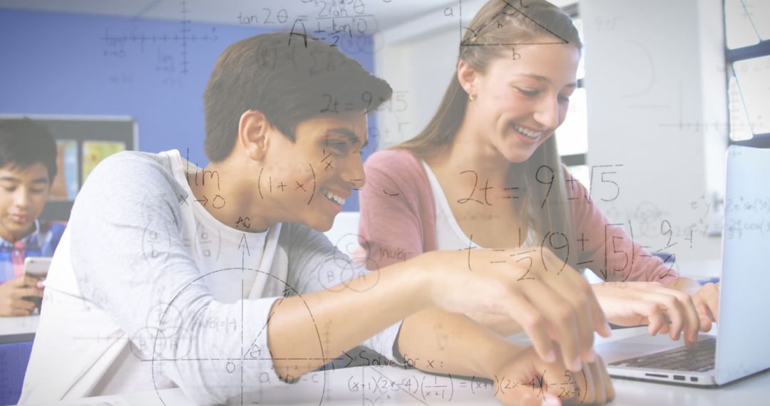 Students Learning Mathematics with Laptop in Technology Classroom