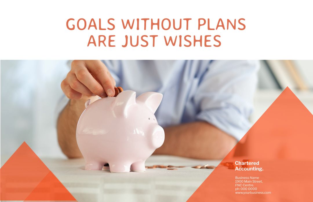 Motivational Quote with Piggy Bank Encouraging Financial Planning - Download Free Stock Templates Pikwizard.com