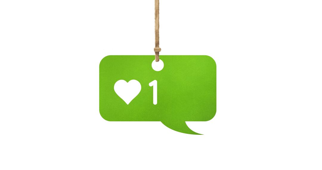Green Chat Box with Heart Icon and One Like