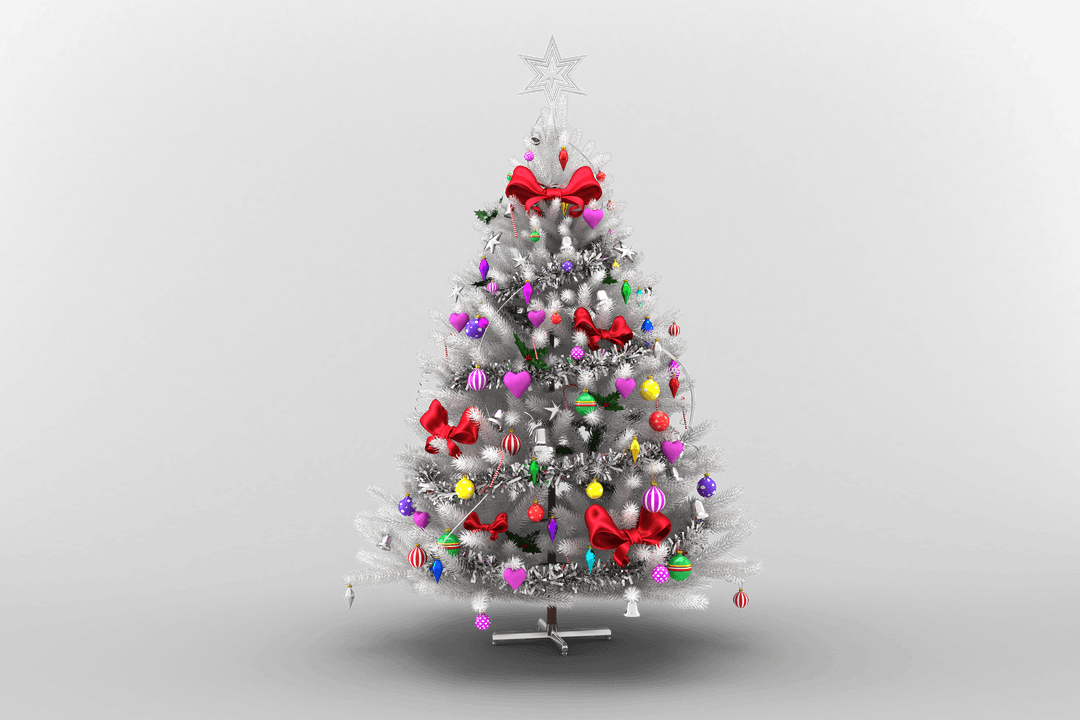 Transparent Christmas Tree with Multicolored Ornaments