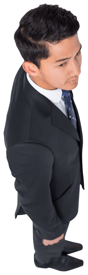 Businessman on Transparent Background in Formal Attire Looking Forward