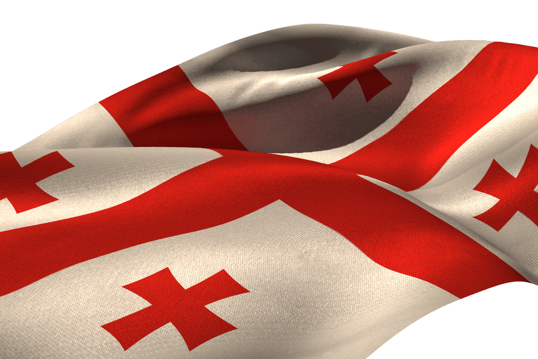 Close-Up View of Transparent Georgia Flag Waving Gracefully