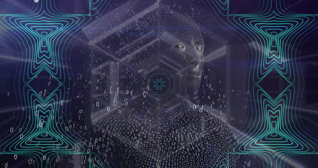 Digital Human Head Amidst Complex Data Patterns