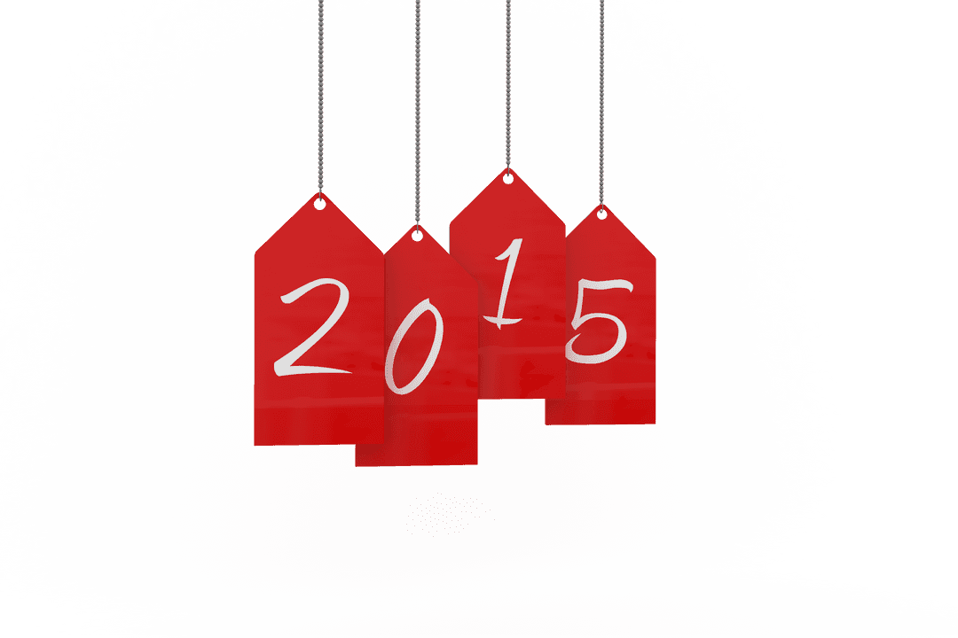 2015 on Red Tags Transparent Background Year Celebration Concept