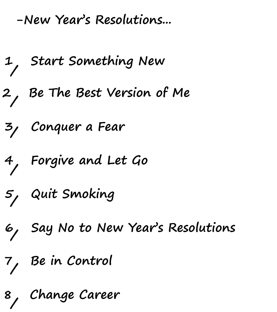 Handwritten New Year's Resolution List on Transparent Background