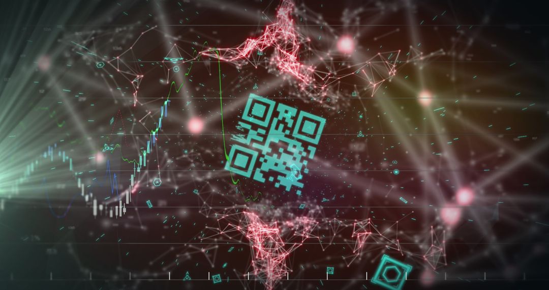 Abstract Financial Data and QR Code Digital Network Visualization