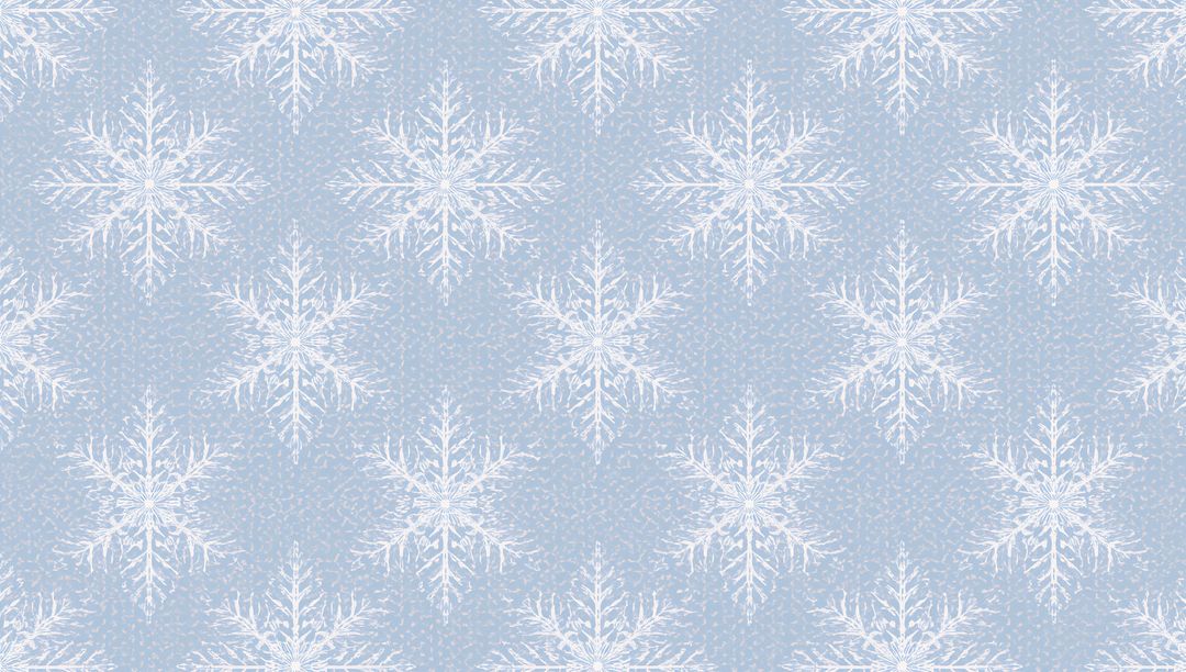 Delicate White Snowflake Repeat on Pale Blue Speckled Seamless Winter Textile Pattern