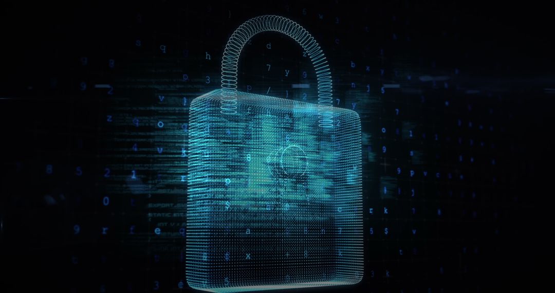 Digital Padlock Over Computer Code Illustrating Cybersecurity